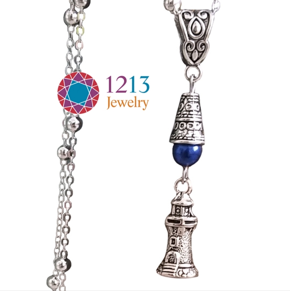 Handcreated Lighthouse Necklace on a Sterling Silver Chain